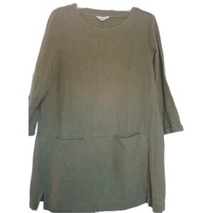 Seasalt Cornwall Women's Green Linen Tunic/Shirt Dress Pockets Lagenlook‎ US 10
